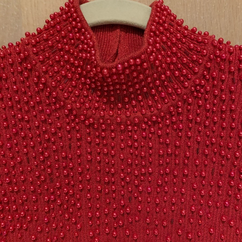 Red lurex beaded top